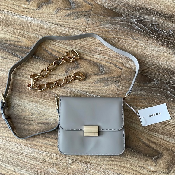 FRAME Le Signature Mini Leather Crossbody Bag in Taupe NWT - Picture 1 of 14